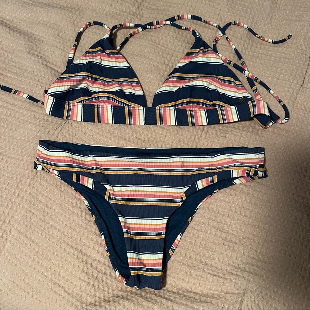 Rip Curl Striped Matching Bikini Set M - image 1